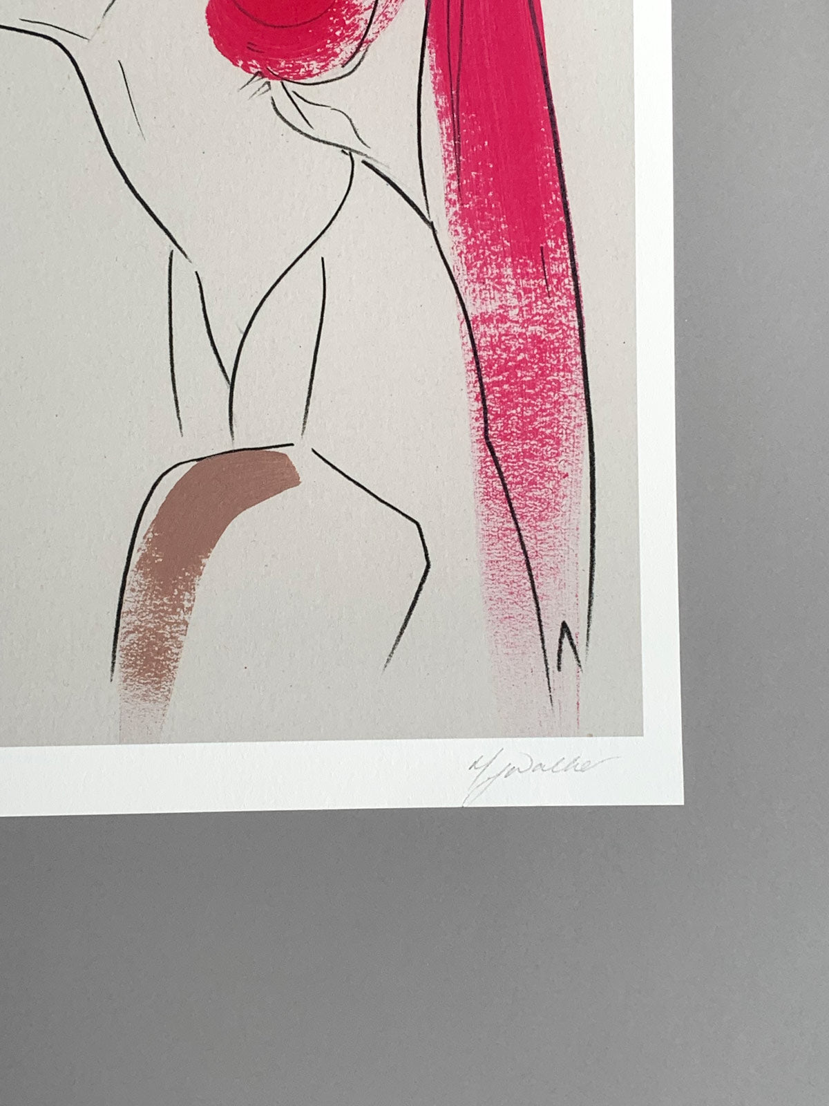 Melanie Walker's signature on a fashion illustration of a fashion model.