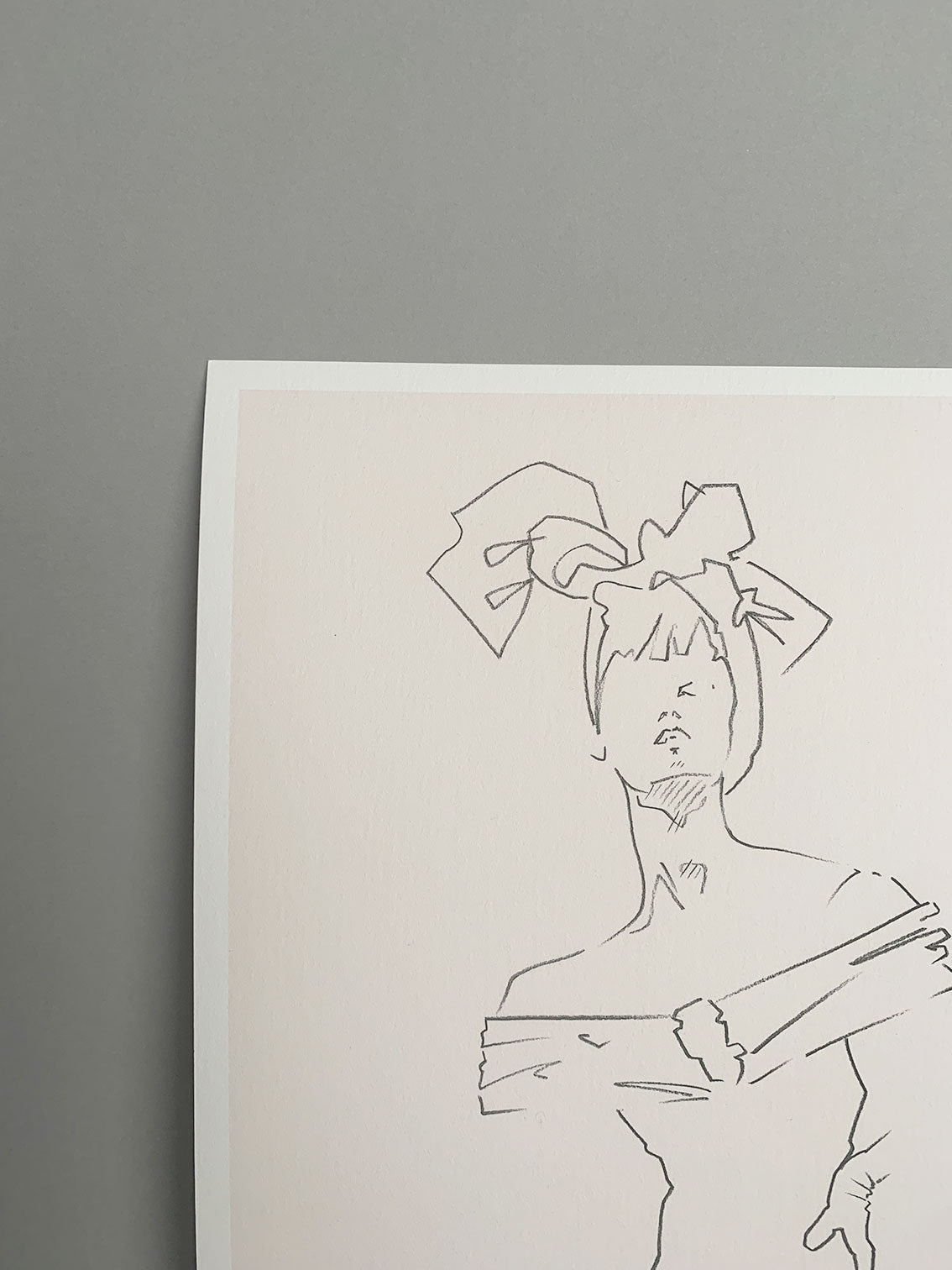 Details of a headscarf in a charcoal fashion sketch by Melanie Walker.