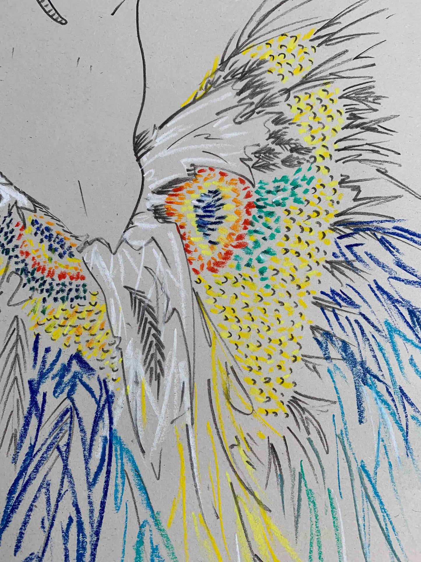 Colour details of Thierry Muglers' Butterfly Dress. An artwork drawn by fashion illustrator Melanie Walker.