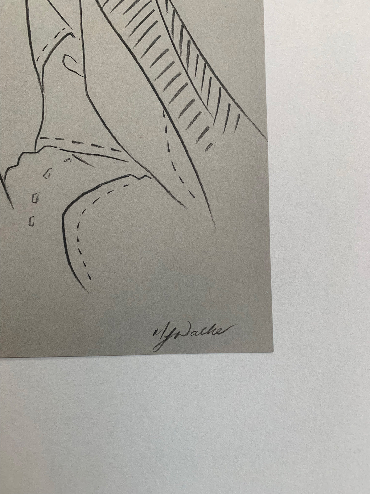 Melanie Walkers signature on her illustration with Tiffany x FIDA x Elsa Peretti; Large Bone Cuff Rose Gold Tear Drop Earring.