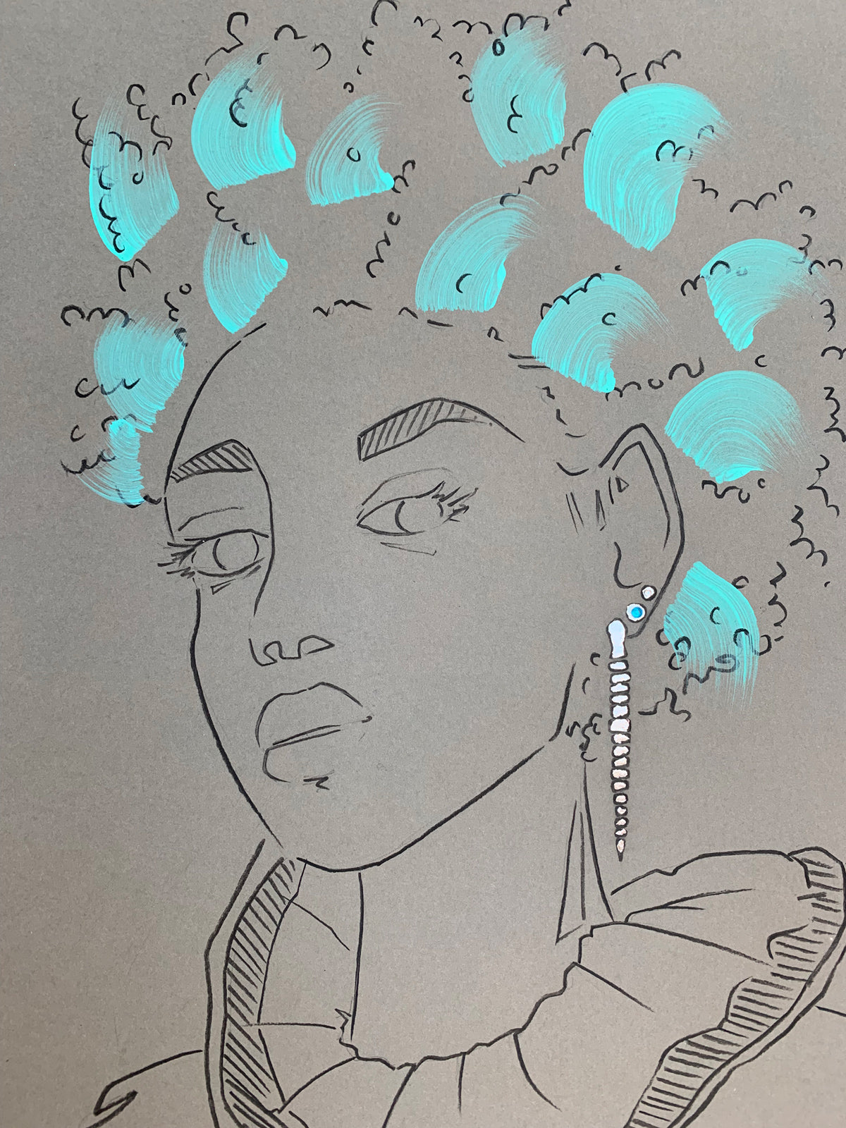 Details of Melanie Walker with Tiffany x FIDA x Elsa Peretti Illustration; Snake earrings sterling silver.