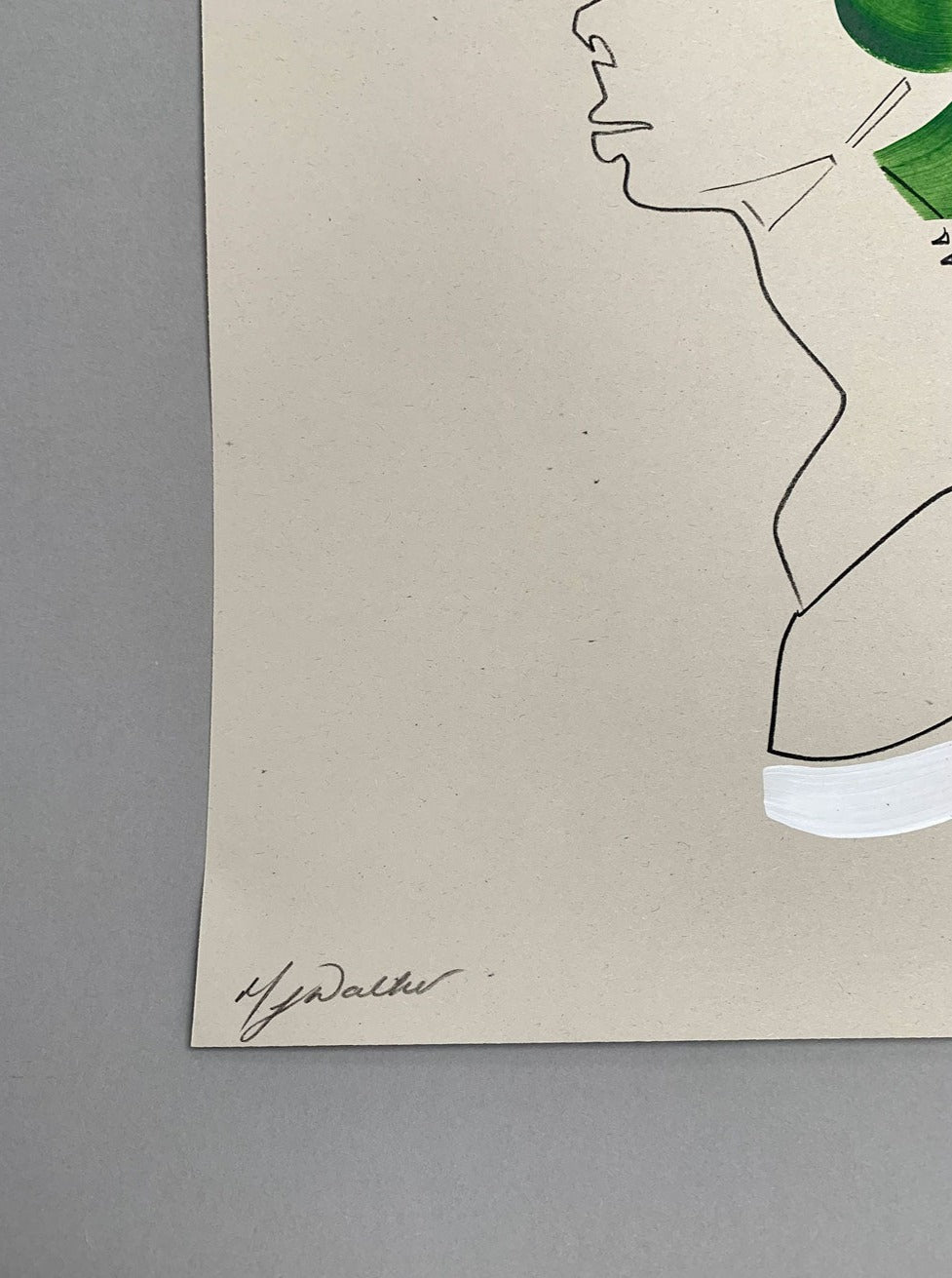 Melanie Walker's signature on a fashion illustration of a fashion model.
