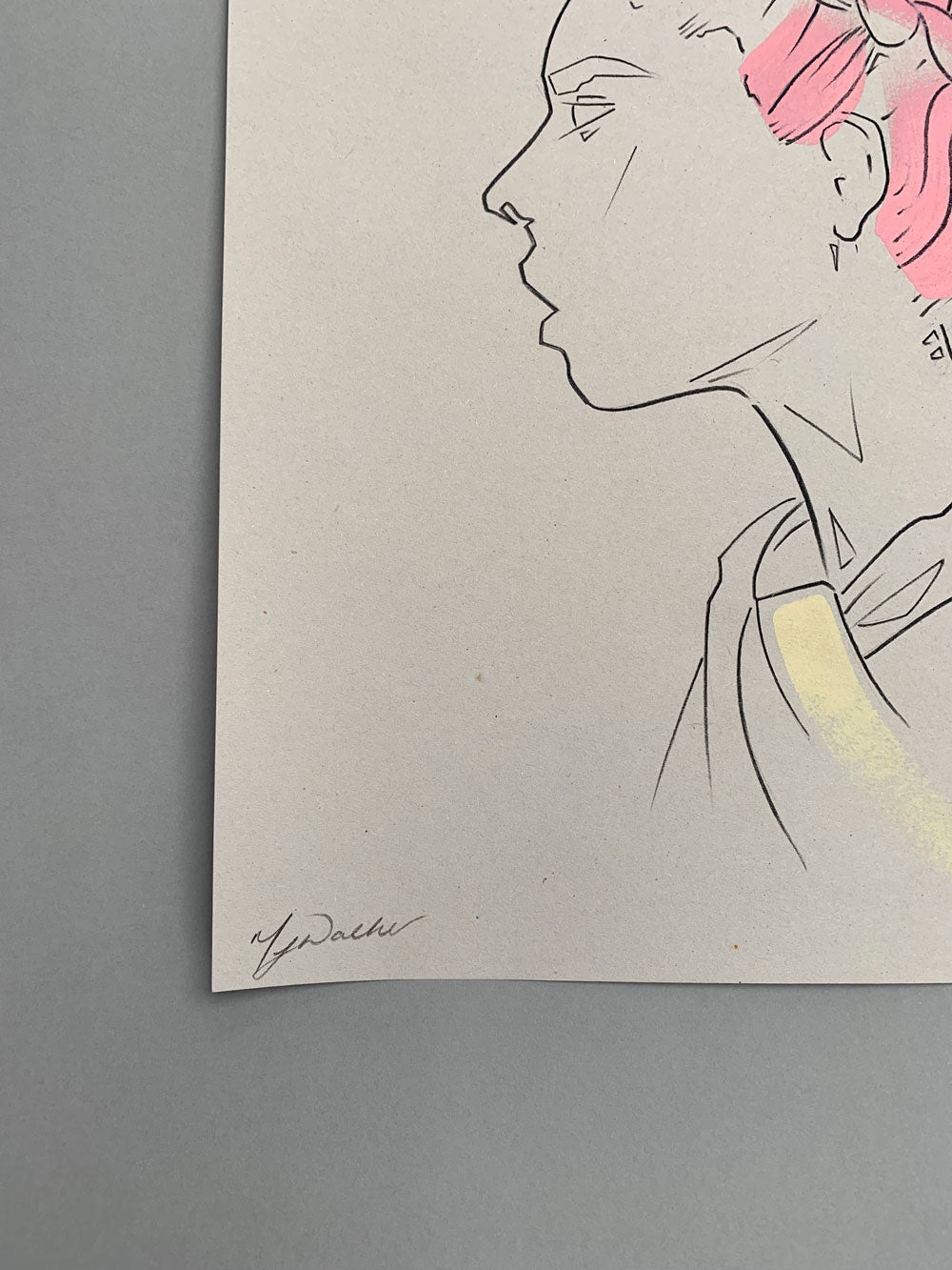 Melanie Walker's signature on a fashion illustration of a fashion model.