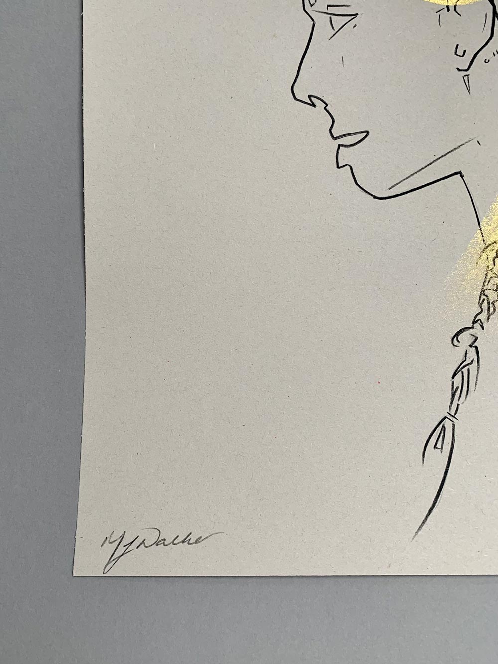 Melanie Walker's signature on a fashion illustration of a fashion model.