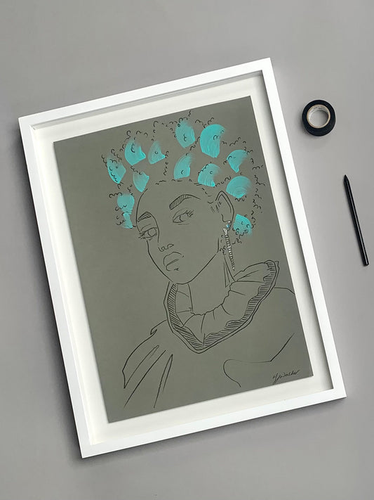 Melanie Walker with Tiffany x FIDA x Elsa Peretti Illustration; Snake earrings sterling silver, on a grey background.