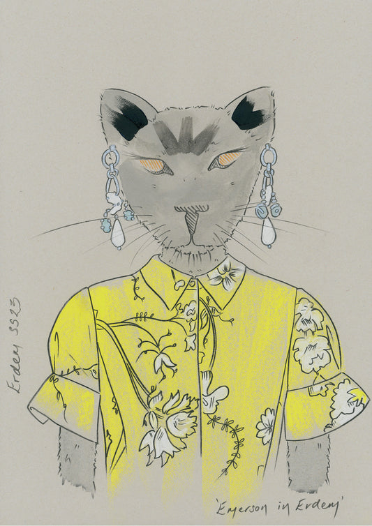  Modern colour print of an animal in designer clothing.
