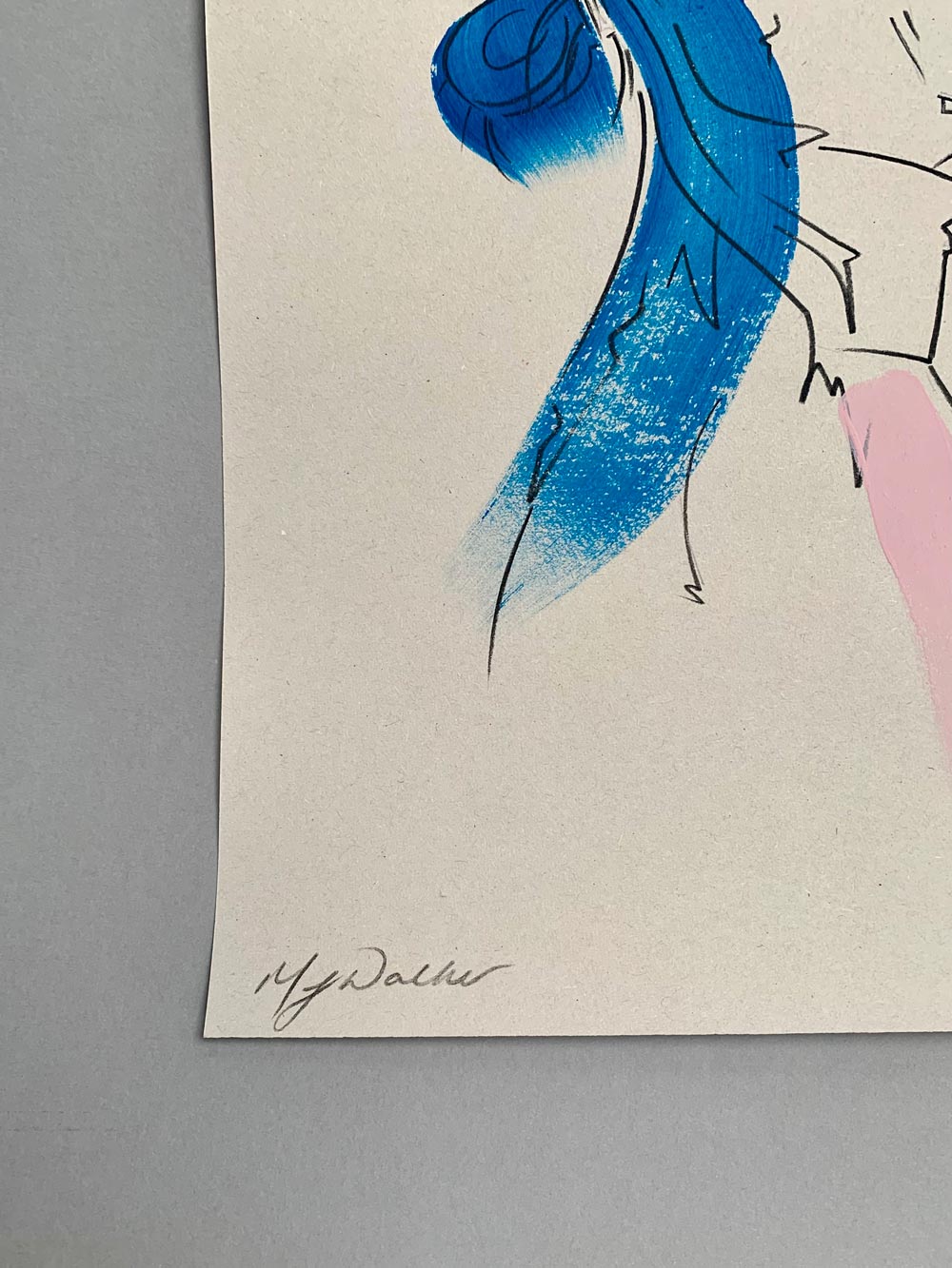 Melanie Walker's signature on a fashion illustration of a fashion model.